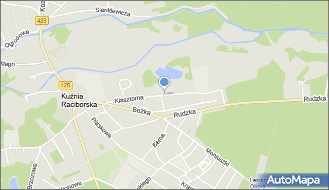 Kuźnia Raciborska, Klasztorna, mapa Kuźnia Raciborska