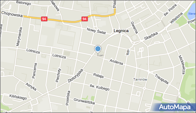 Legnica, Klubowa, mapa Legnicy