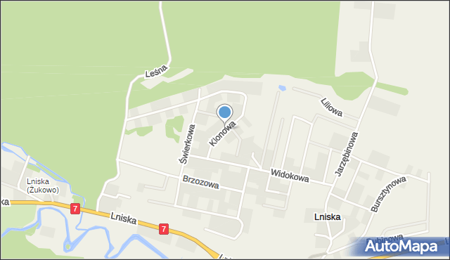 Lniska, Klonowa, mapa Lniska