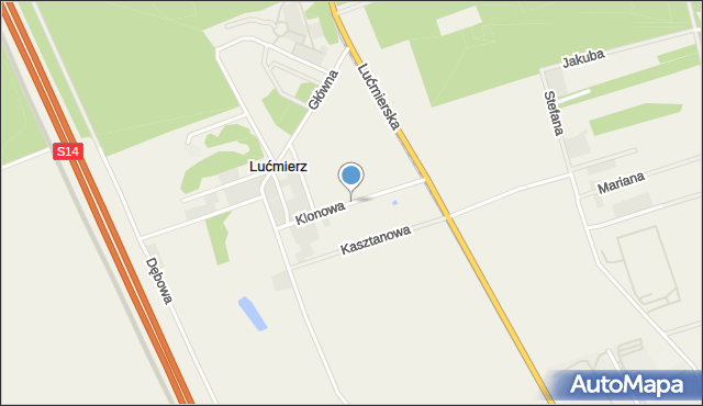 Lućmierz-Ośrodek, Klonowa, mapa Lućmierz-Ośrodek