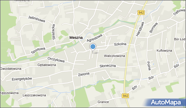 Meszna gmina Wilkowice, Klonowa, mapa Meszna gmina Wilkowice
