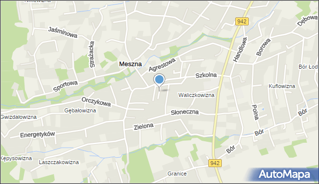 Meszna gmina Wilkowice, Klonowa, mapa Meszna gmina Wilkowice