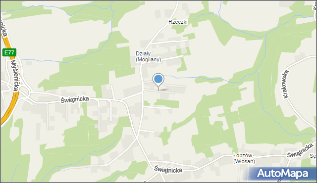 Mogilany, Klonowa, mapa Mogilany