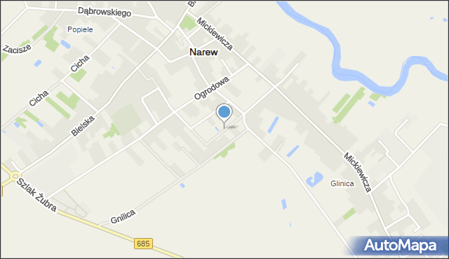 Narew, Klonowa, mapa Narew