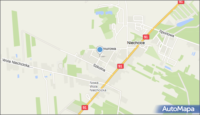 Niechcice, Klonowa, mapa Niechcice