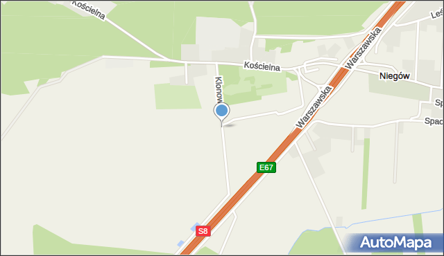 Niegów, Klonowa, mapa Niegów