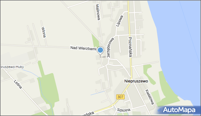 Niepruszewo, Klonowa, mapa Niepruszewo