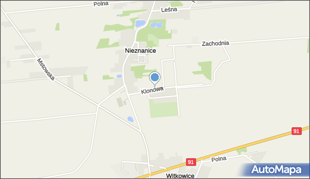 Nieznanice, Klonowa, mapa Nieznanice