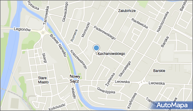 Nowy Sącz, Klemensiewicza Zenona, mapa Nowego Sącza