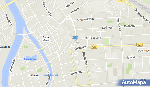 Opole, Klasztorna, mapa Opola