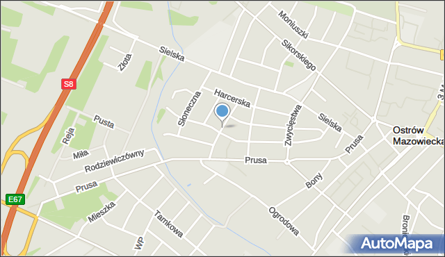 Ostrów Mazowiecka, Klonowa, mapa Ostrów Mazowiecka