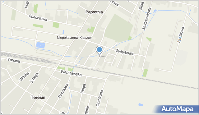 Paprotnia gmina Teresin, Klonowa, mapa Paprotnia gmina Teresin