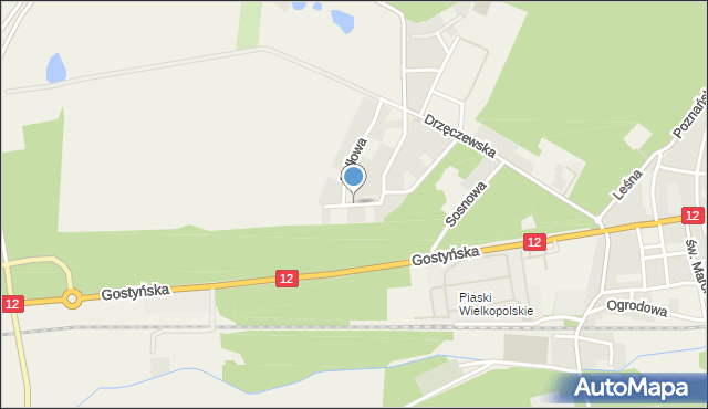 Piaski powiat gostyński, Klonowa, mapa Piaski powiat gostyński