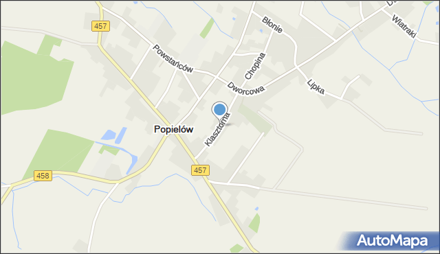 Popielów powiat opolski, Klasztorna, mapa Popielów powiat opolski