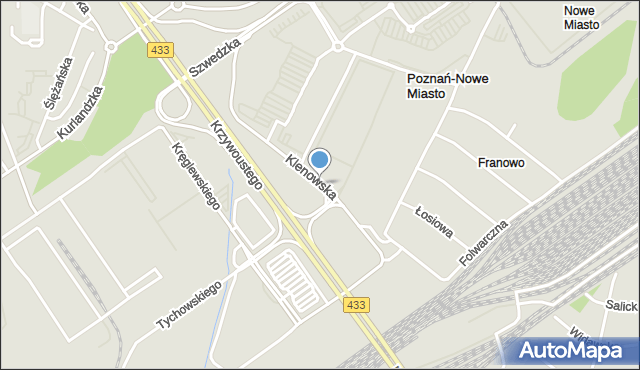 Poznań, Klenowska, mapa Poznania