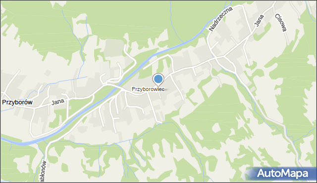 Przyborów gmina Jeleśnia, Klonowa, mapa Przyborów gmina Jeleśnia
