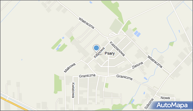 Psary gmina Przykona, Klonowa, mapa Psary gmina Przykona