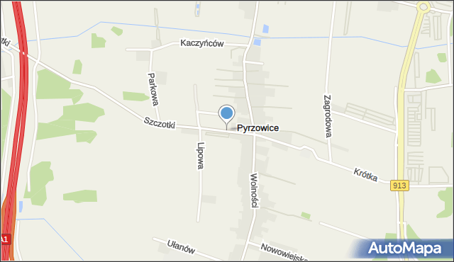 Pyrzowice, Klonowa, mapa Pyrzowice