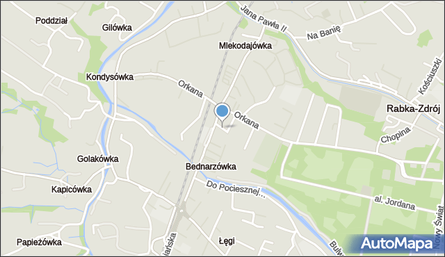 Rabka-Zdrój, Kliszczaków, mapa Rabka-Zdrój