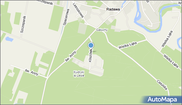 Radawa, Kliszówka, mapa Radawa