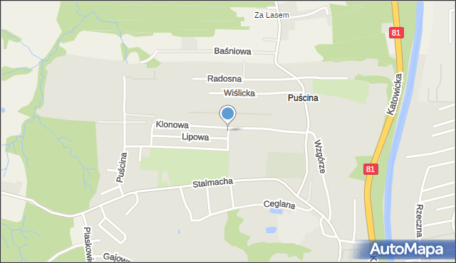 Skoczów powiat cieszyński, Klonowa, mapa Skoczów powiat cieszyński