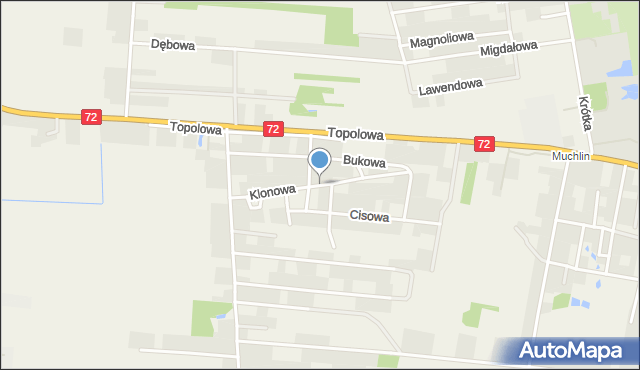 Słodków-Kolonia, Klonowa, mapa Słodków-Kolonia