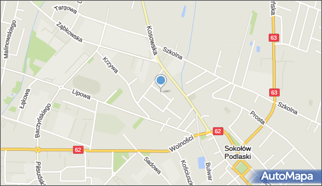 Sokołów Podlaski, Klonowa, mapa Sokołów Podlaski