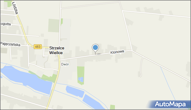 Strzelce Wielkie powiat pajęczański, Klonowa, mapa Strzelce Wielkie powiat pajęczański