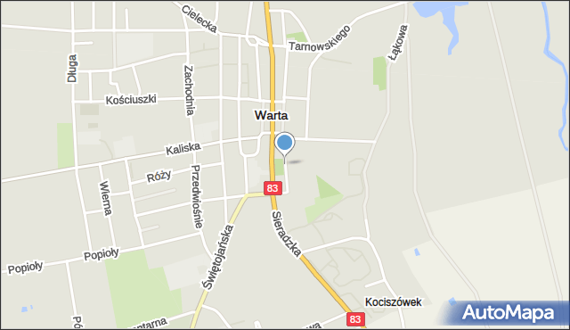 Warta powiat sieradzki, Klasztorna, mapa Warta powiat sieradzki