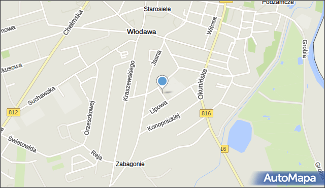 Włodawa, Klonowa, mapa Włodawa