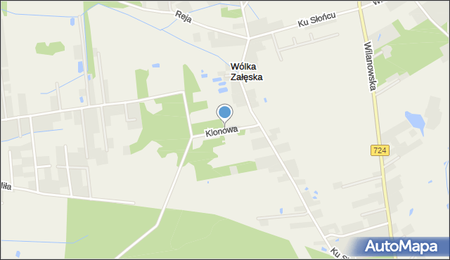 Wólka Załęska gmina Góra Kalwaria, Klonowa, mapa Wólka Załęska gmina Góra Kalwaria