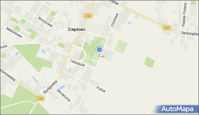 Żołędowo gmina Osielsko, Klonowa, mapa Żołędowo gmina Osielsko