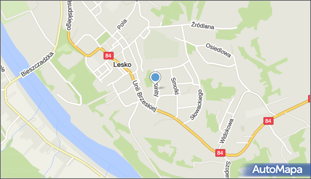 Lesko, Kmity Piotra, mapa Lesko