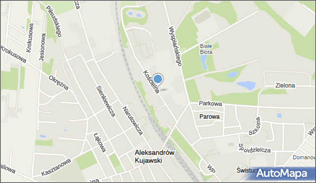 Aleksandrów Kujawski, Kościelna, mapa Aleksandrów Kujawski