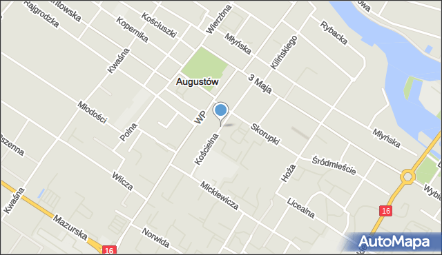 Augustów, Kościelna, mapa Augustów