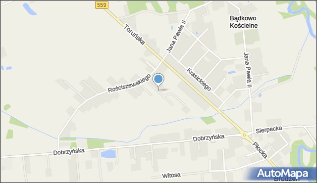 Bądkowo Kościelne, Kościuszki Tadeusza, gen., mapa Bądkowo Kościelne