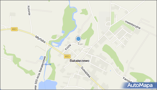 Bakałarzewo, Kozia, mapa Bakałarzewo