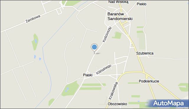 Baranów Sandomierski, Kościuszki Tadeusza, gen., mapa Baranów Sandomierski