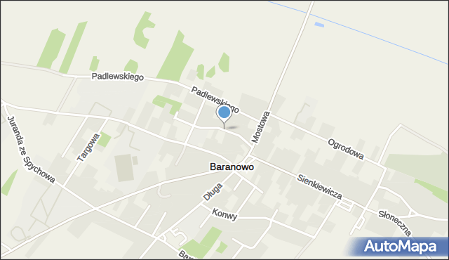 Baranowo powiat ostrołęcki, Konopnickiej Marii, mapa Baranowo powiat ostrołęcki