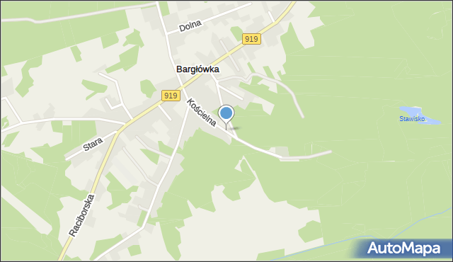 Bargłówka gmina Sośnicowice, Kościelna, mapa Bargłówka gmina Sośnicowice