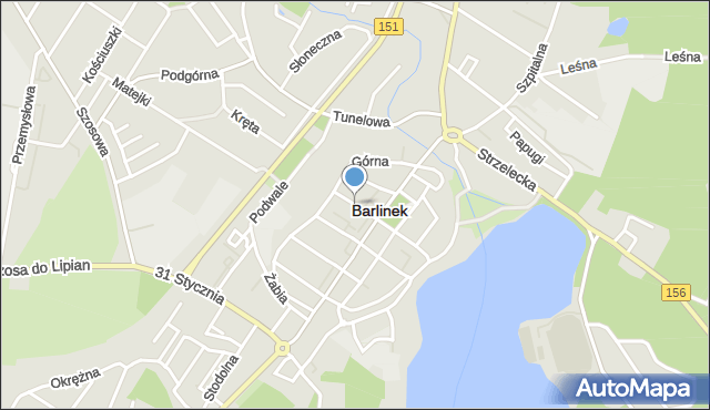 Barlinek, Kozia, mapa Barlinek