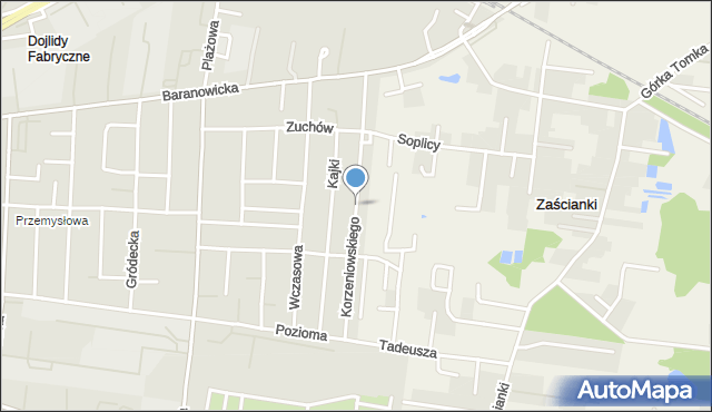 Białystok, Korzeniowskiego Józefa Konrada, mapa Białegostoku