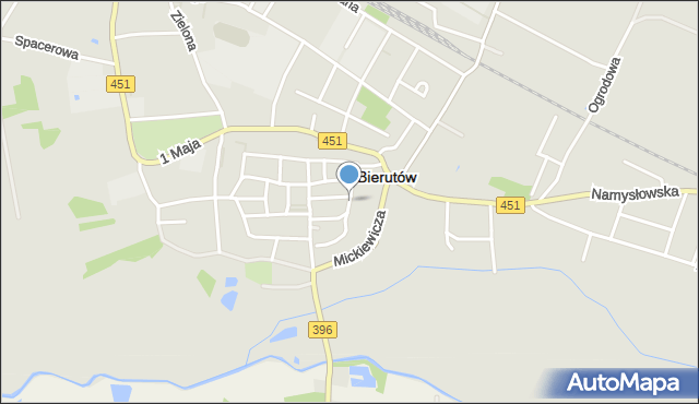 Bierutów, Kościelna, mapa Bierutów