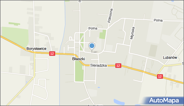 Błaszki, Kościelna, mapa Błaszki