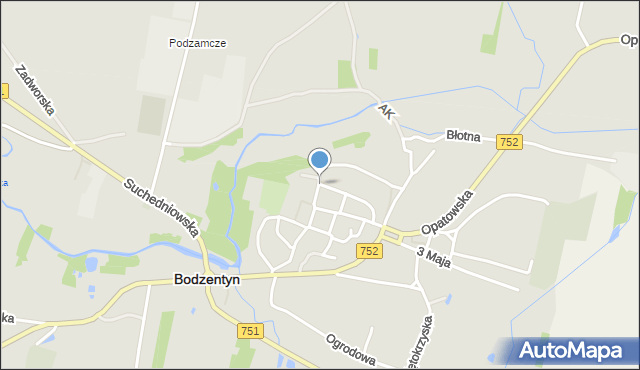 Bodzentyn, Kościelna, mapa Bodzentyn