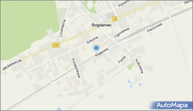 Bogdaniec powiat gorzowski, Kolejowa, mapa Bogdaniec powiat gorzowski