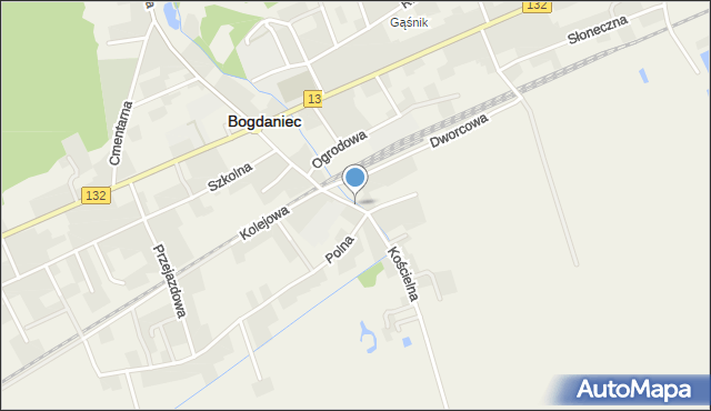 Bogdaniec powiat gorzowski, Kościelna, mapa Bogdaniec powiat gorzowski