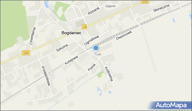 Bogdaniec powiat gorzowski, Kościelna, mapa Bogdaniec powiat gorzowski