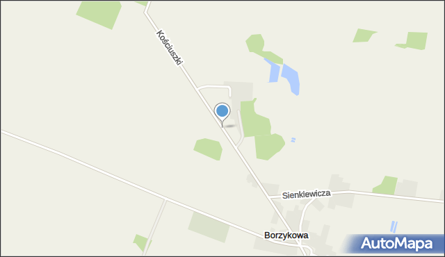 Borzykowa gmina Żytno, Kościuszki Tadeusza, gen., mapa Borzykowa gmina Żytno