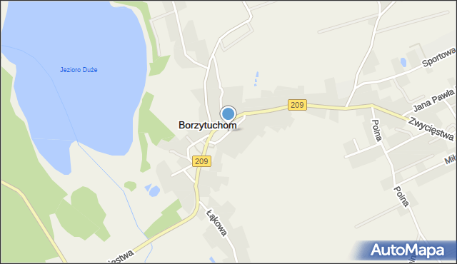 Borzytuchom, Kościelna, mapa Borzytuchom